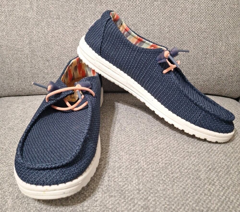 Hey Dude Women's Wendy Knit II Casual Shoe Navy Sz 10 Iris